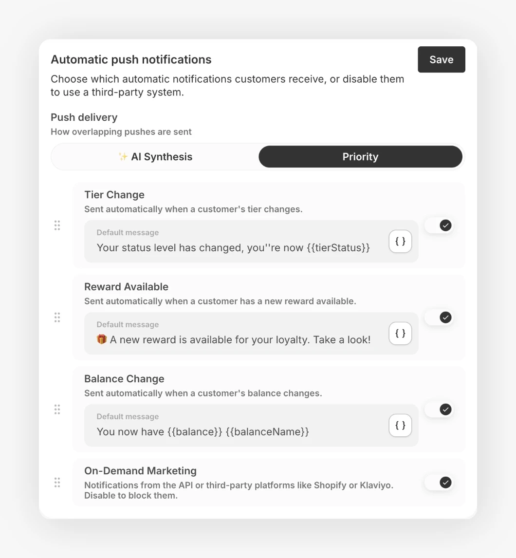 Impostazioni delle notifiche automatiche in JeriCommerce